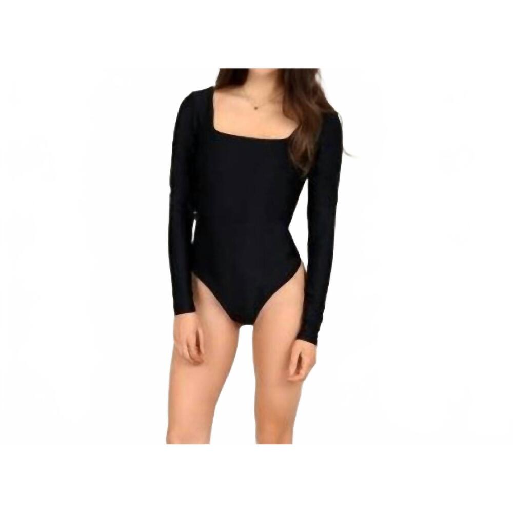 NEW RD STYLE square neck long sleeve bodysuit in onyx